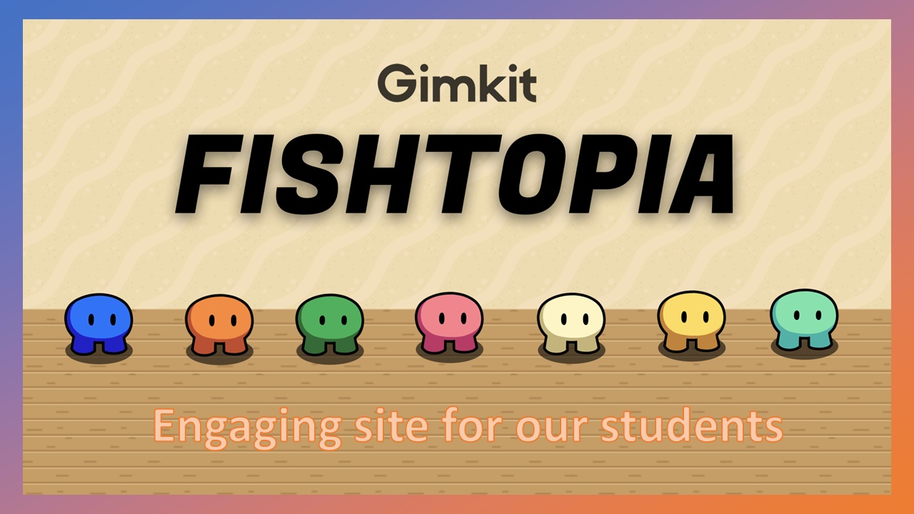 colorfull cartoon characters in a row with the word fishtopia above them