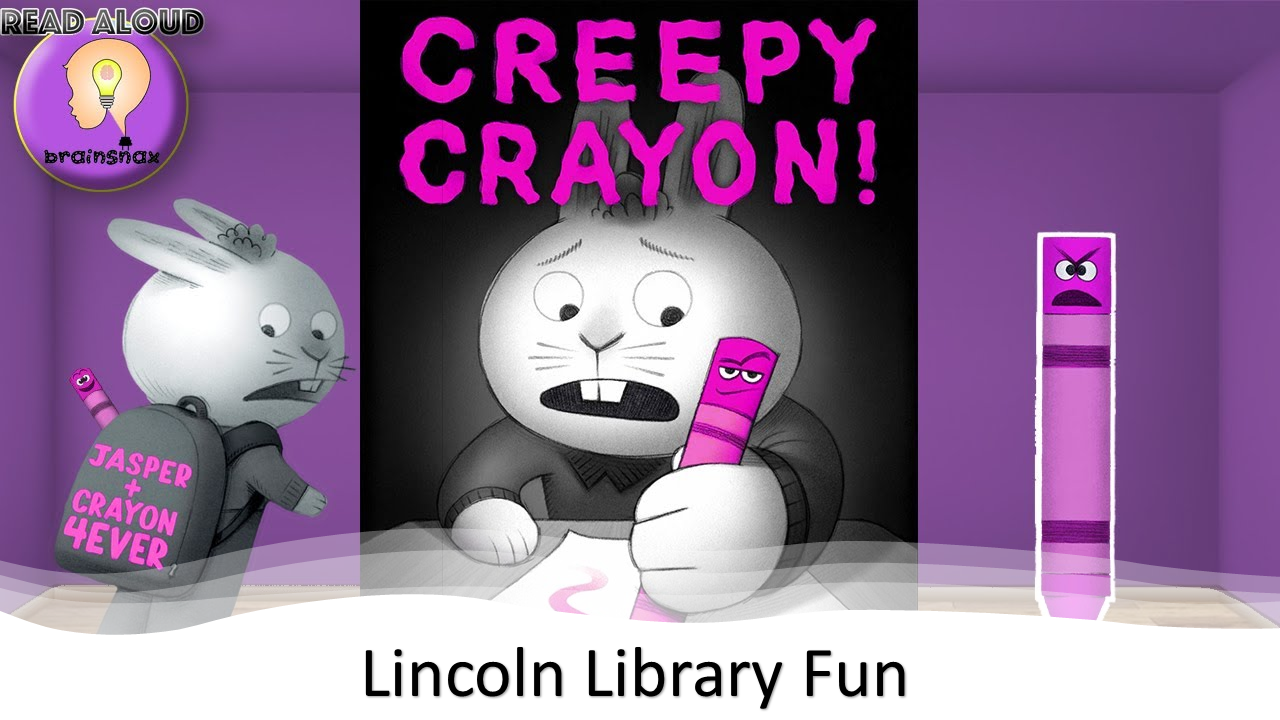 a cartoon picture of a children's book called Creepy Crayons