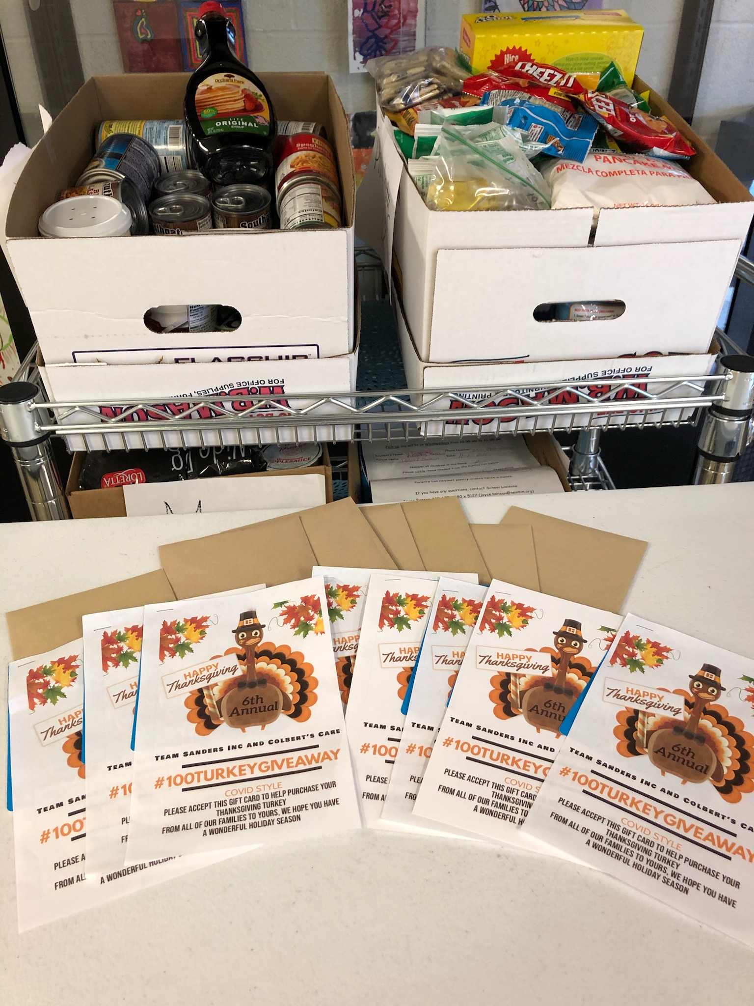McGuffey received 8 gift cards $10.00 each from Colbert's Care Team & Team Sanders. These gift cards will go to McGuffey Families in need of food for Thanksgiving. Also families will be receiving cards made by 6-8 Student Council.