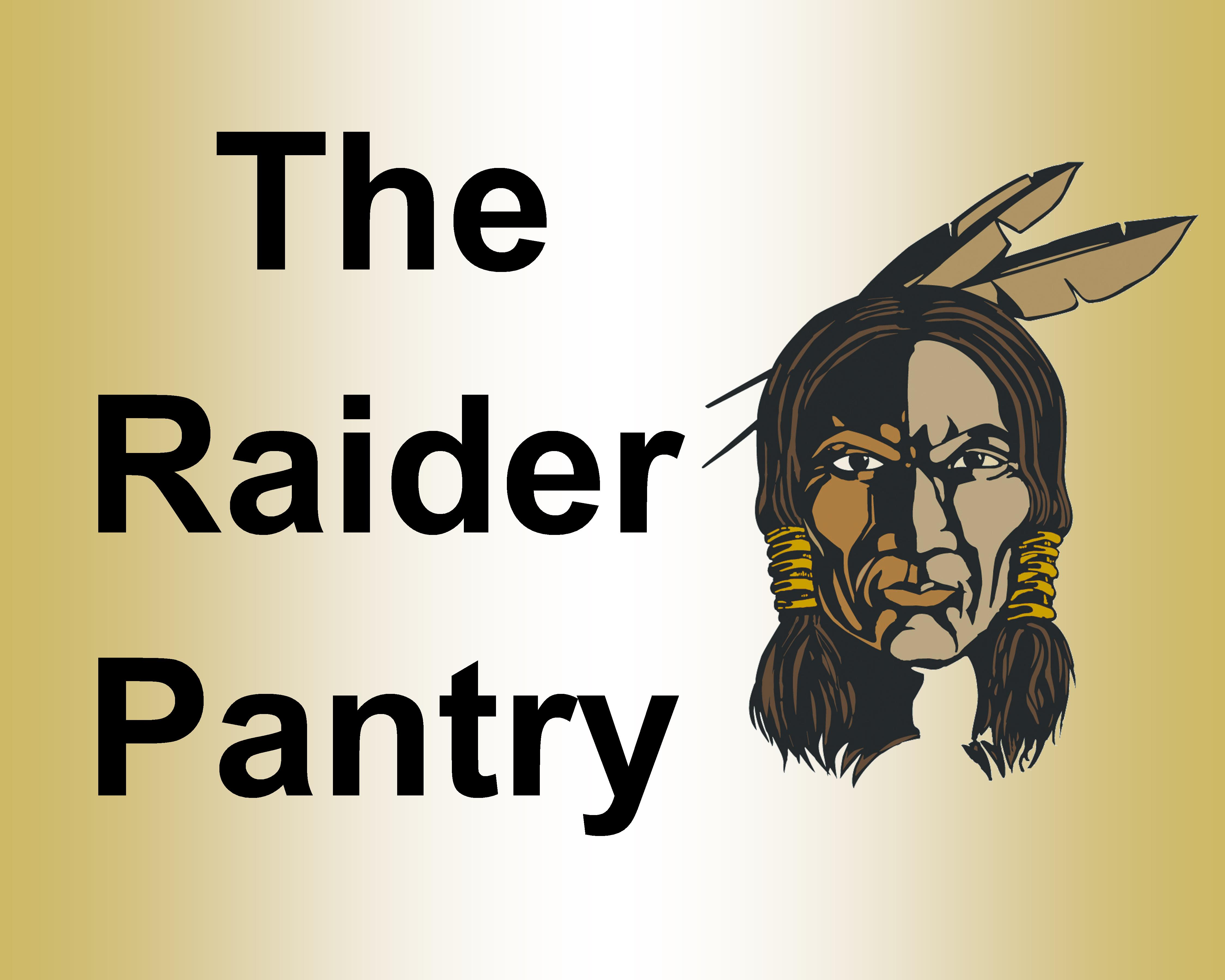 Raider Pantry Sign in Black, Gold, and White.