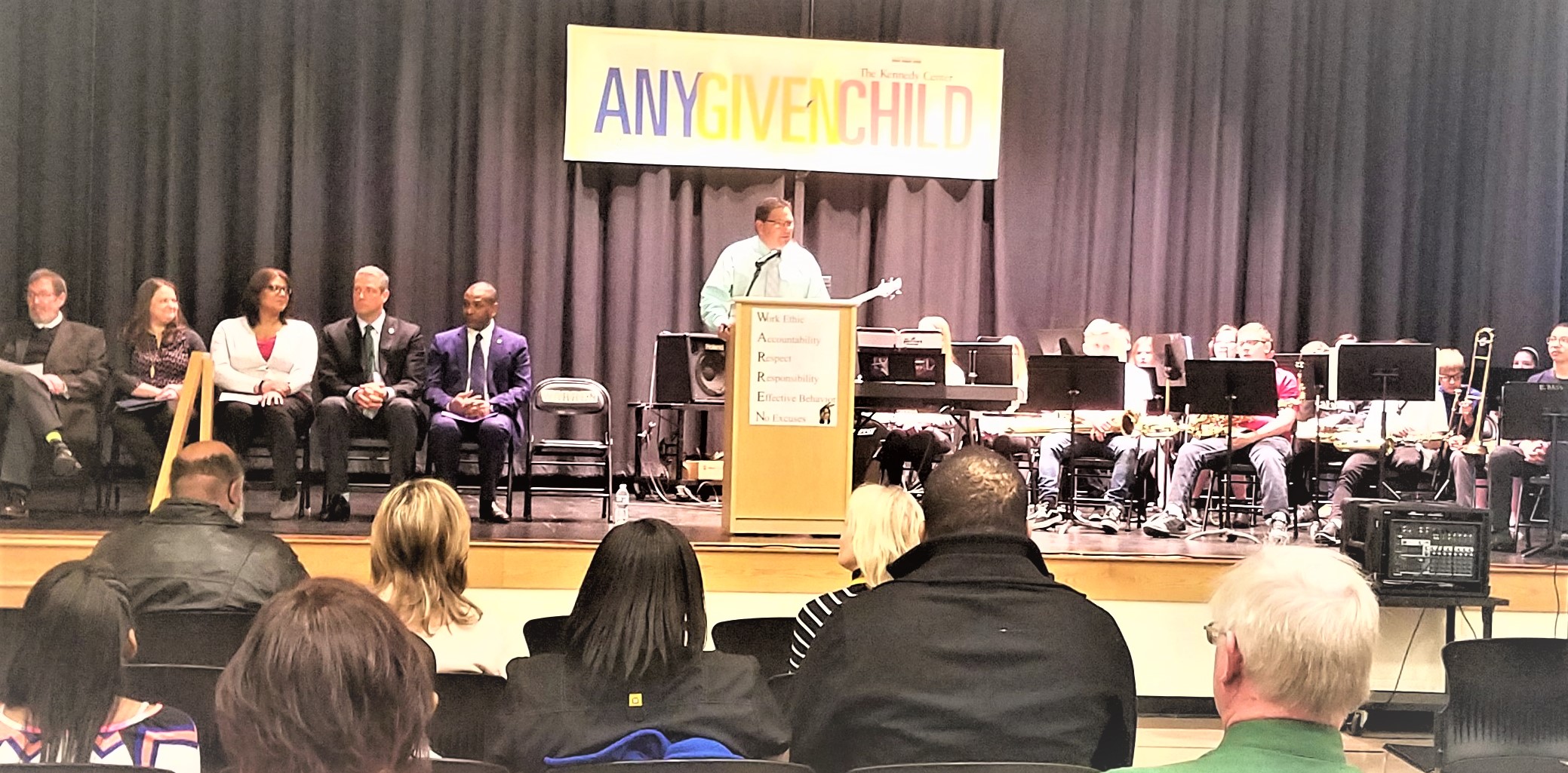 Superintendent Steve Chiaro, at podium, discusses the Any Given Child initiative in Warren City Schools during an April 10 press conference at the Lincoln PK-8 School.