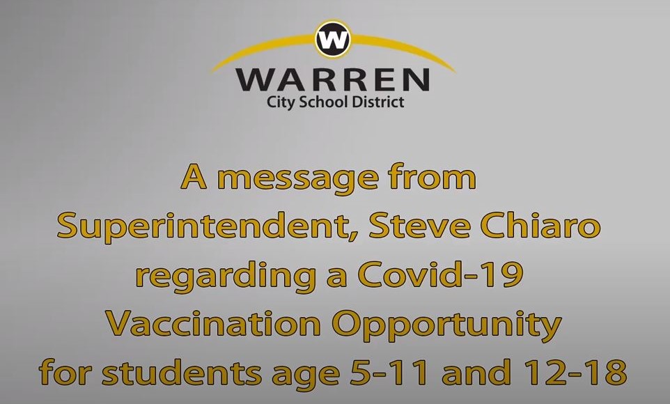 Superintendent Steve Chiaro Announces COVID-19 Pfizer Vaccination Clinic for District Students Ages 5-18