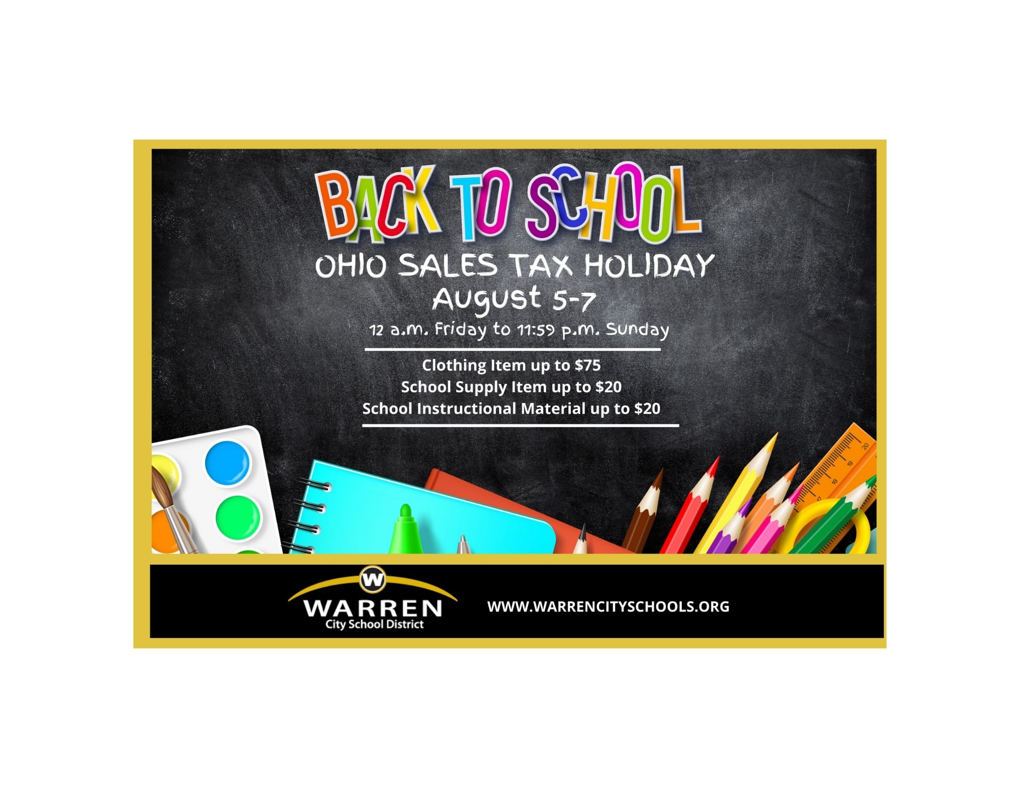 Back-To-School Sales Tax Holiday, Aug. 5-7